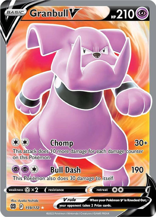 Granbull V (Full Art) Ultra Rare SWSH09: Brilliant Stars 159/172 MP (Back)