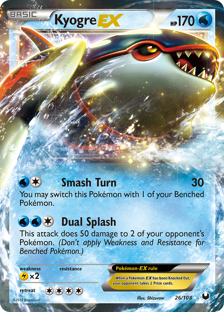 Kyogre-EX 26/108 Pokémon Dark Explorers (2012) English card — catalogue reference