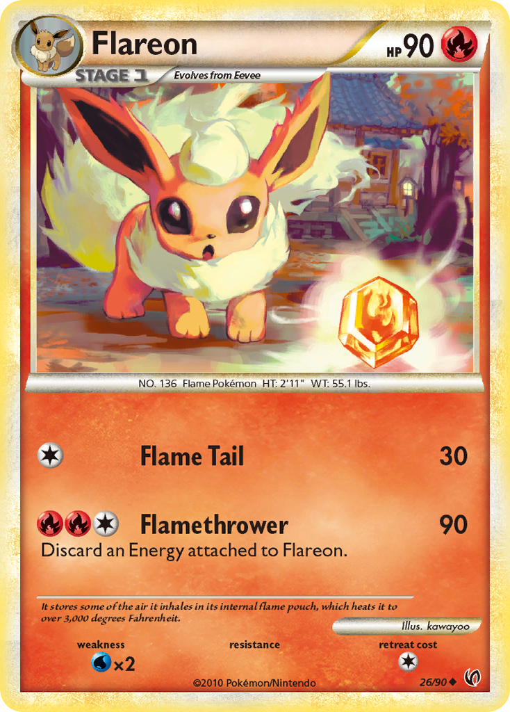 Flareon 26/90 Pokémon Undaunted (2010) English card — catalogue reference