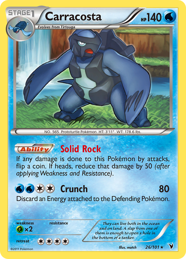 Carracosta 26/101 Pokémon Noble Victories (2011) English card — catalogue reference