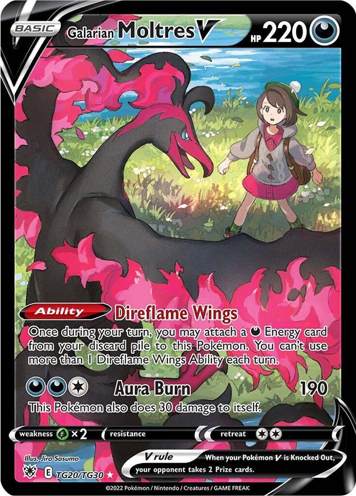 Galarian Moltres V Ultra Rare SWSH10: Astral Radiance Trainer Gallery TG20/TG30 MP (Back)