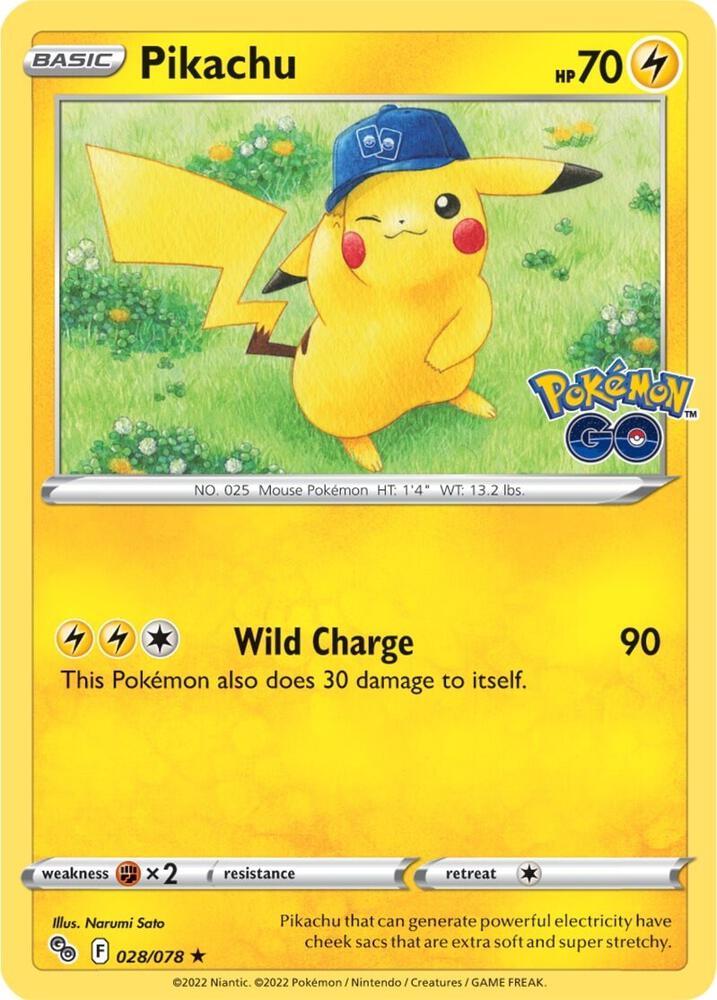 Pikachu (28) Holo Rare Pokemon GO 028/078 MP (Back)