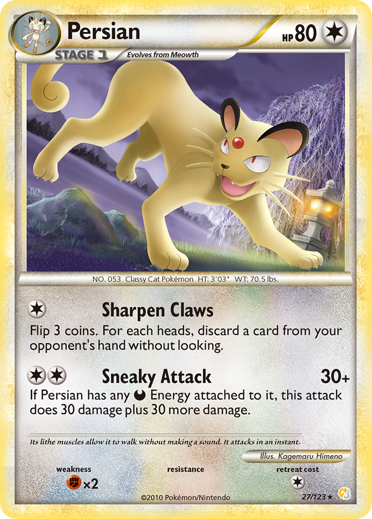 Persian 27/123 Pokémon HeartGold & SoulSilver (2010) English card — catalogue reference