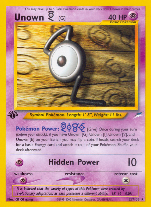 Unown [G] 27/105 — Pokémon Neo Destiny