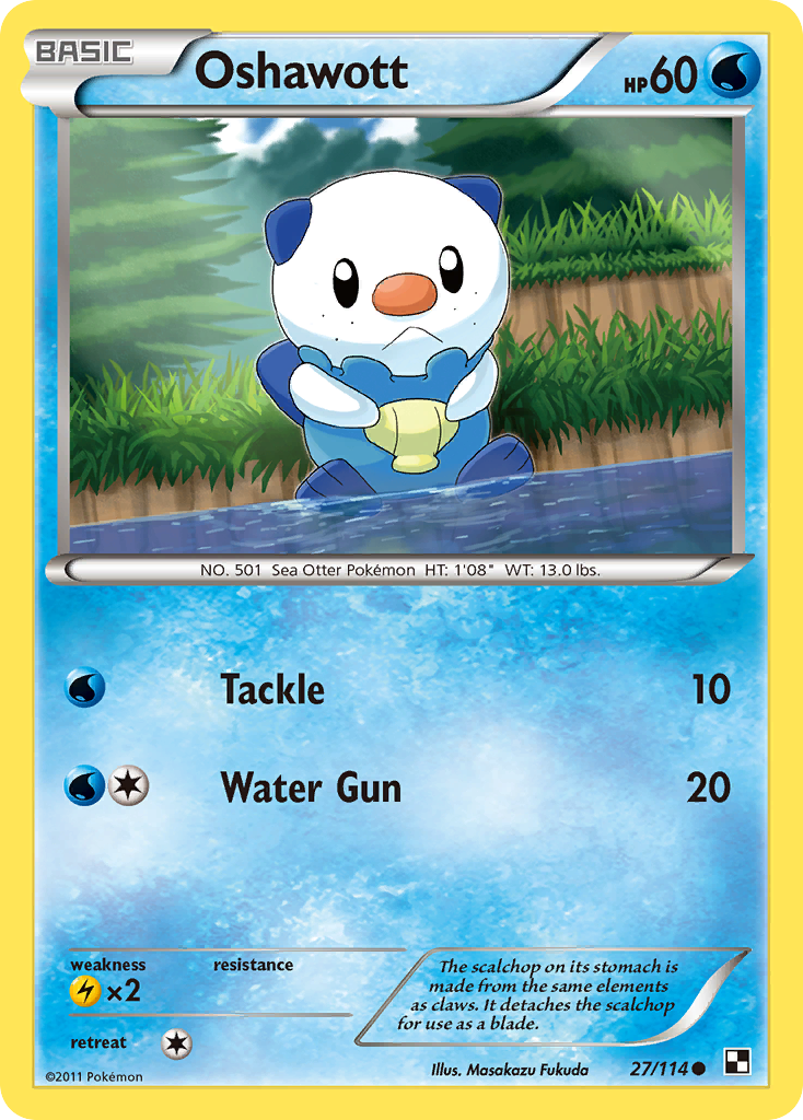 Oshawott 27/114 Pokémon Black & White (2011) English card — catalogue reference