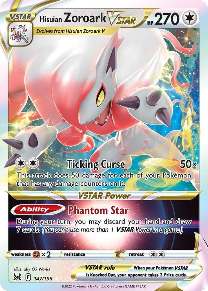 Hisuian Zoroark VSTAR Ultra Rare SWSH11: Lost Origin 147/196 MP (Back)