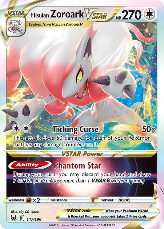 Hisuian Zoroark VSTAR Ultra Rare SWSH11: Lost Origin 147/196 MP (Back)