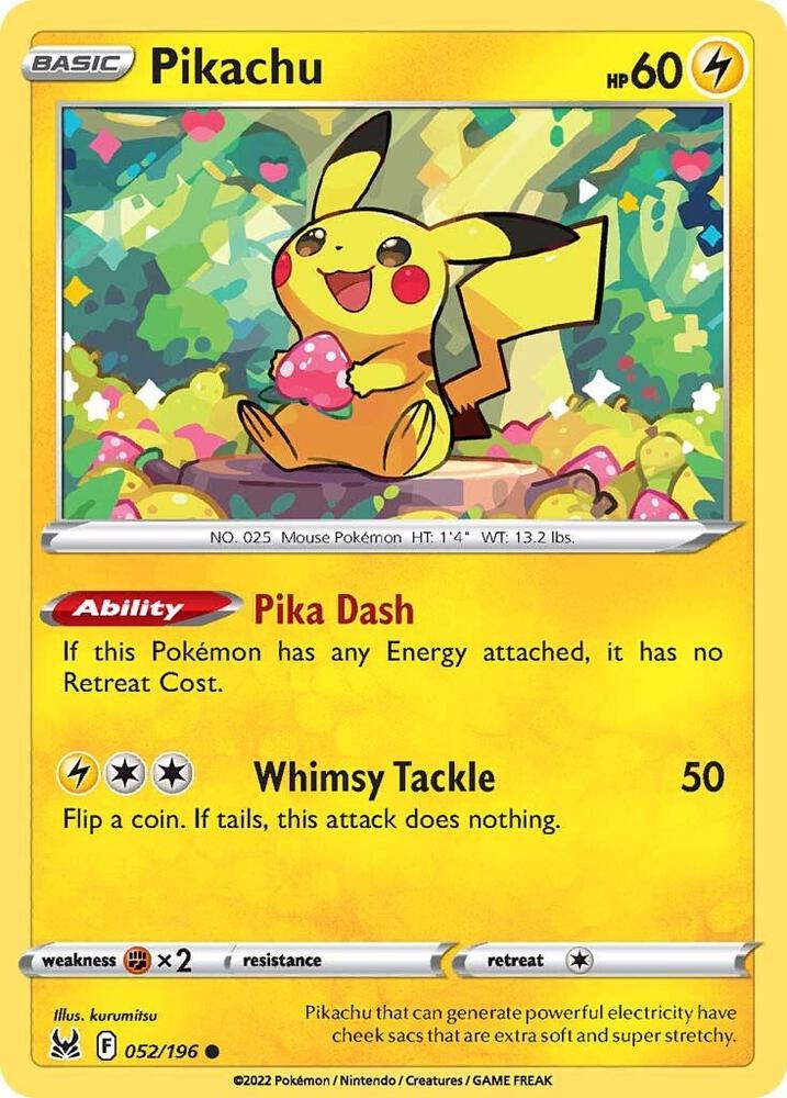 Pikachu Common SWSH11: Lost Origin 052/196 MP (Back)