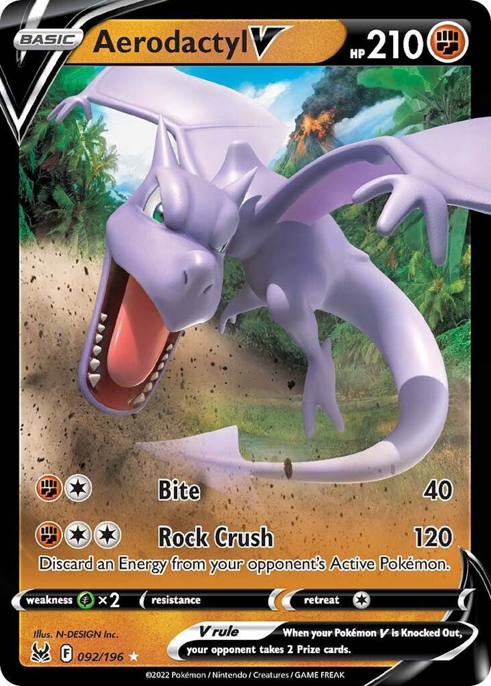 Aerodactyl V Ultra Rare SWSH11: Lost Origin 092/196 MP (Back)