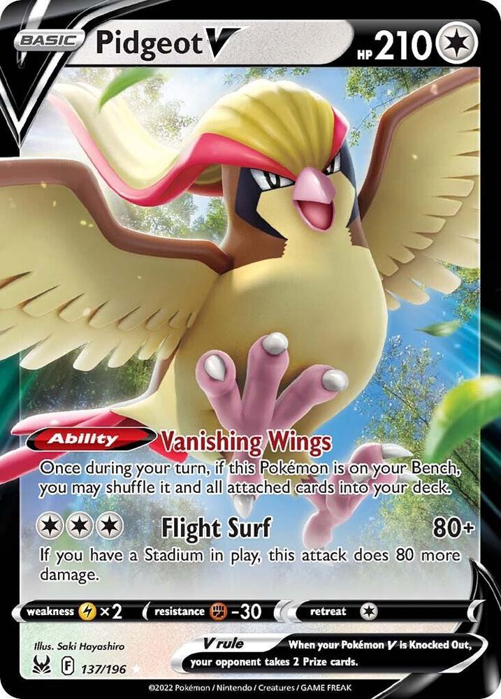 Pidgeot V Ultra Rare SWSH11: Lost Origin 137/196 NM (Back)
