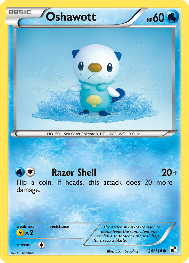 Oshawott 28/114 Pokémon Black & White (2011) English card — catalogue reference