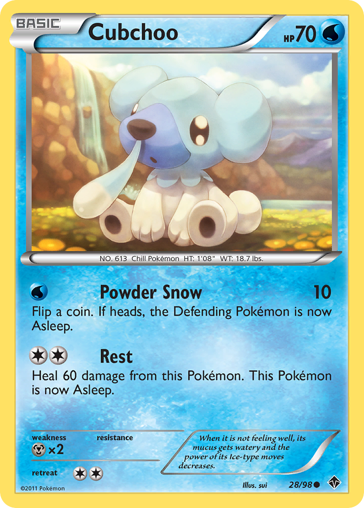 Cubchoo 28/98 Pokémon Emerging Powers (2011) English card — catalogue reference