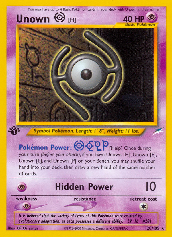 Unown [H] 28/105 — Pokémon Neo Destiny