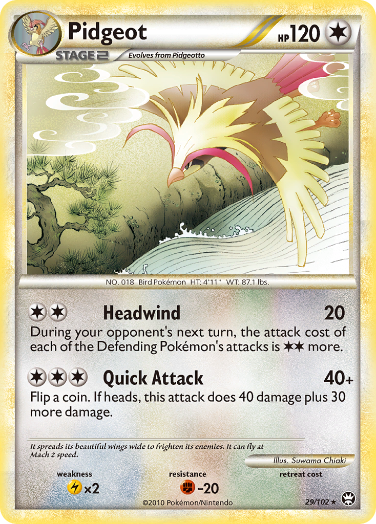 Pidgeot 29/102 Pokémon Triumphant (2010) English card — catalogue reference