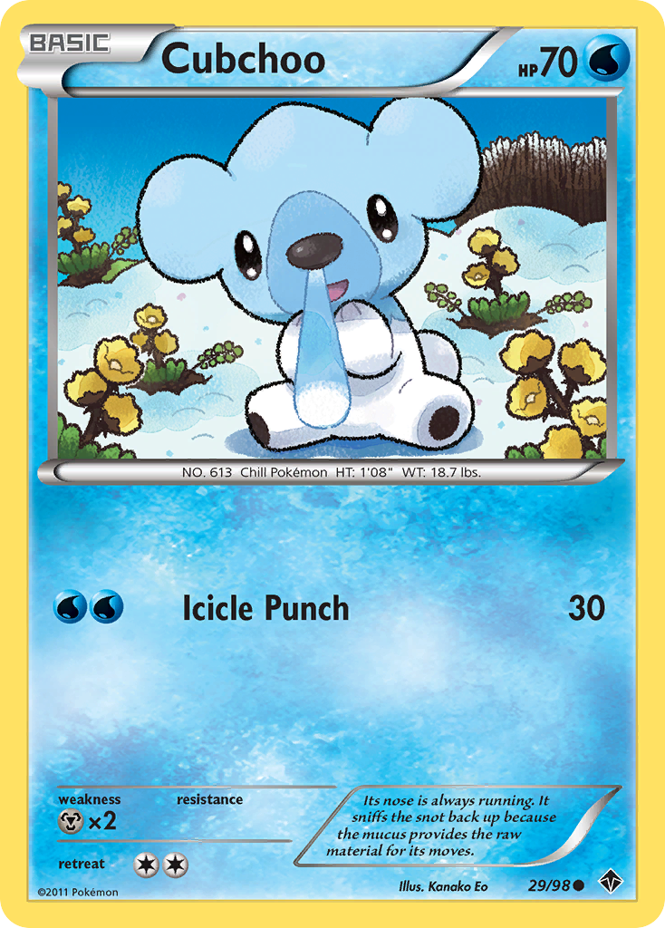 Cubchoo 29/98 Pokémon Emerging Powers (2011) English card — catalogue reference