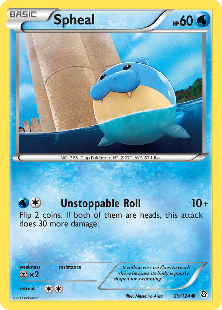 Spheal 29/124 Pokémon Dragons Exalted (2012) English card — catalogue reference