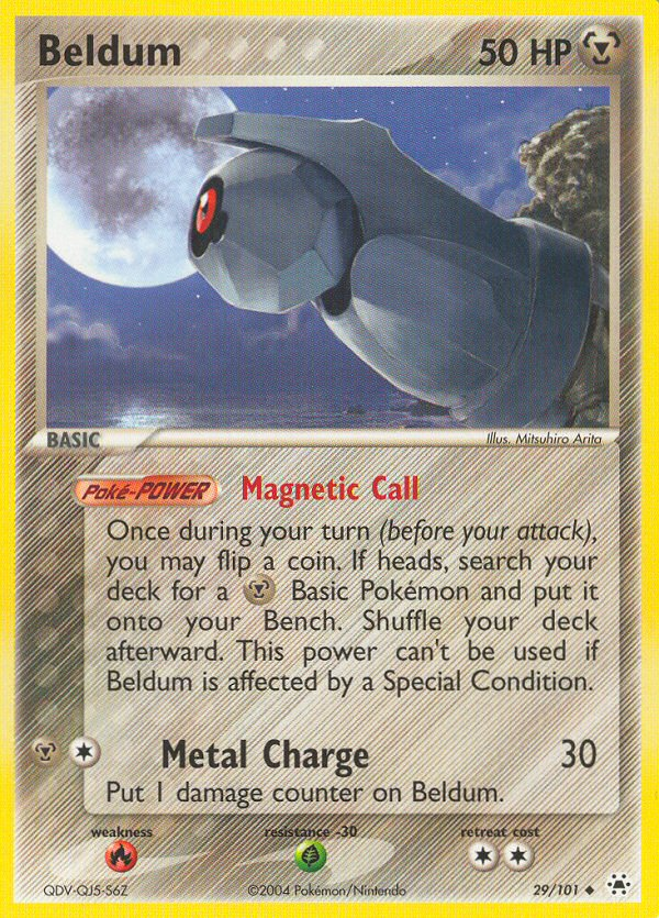 Beldum 29/101 Pokémon EX Hidden Legends 2004 card