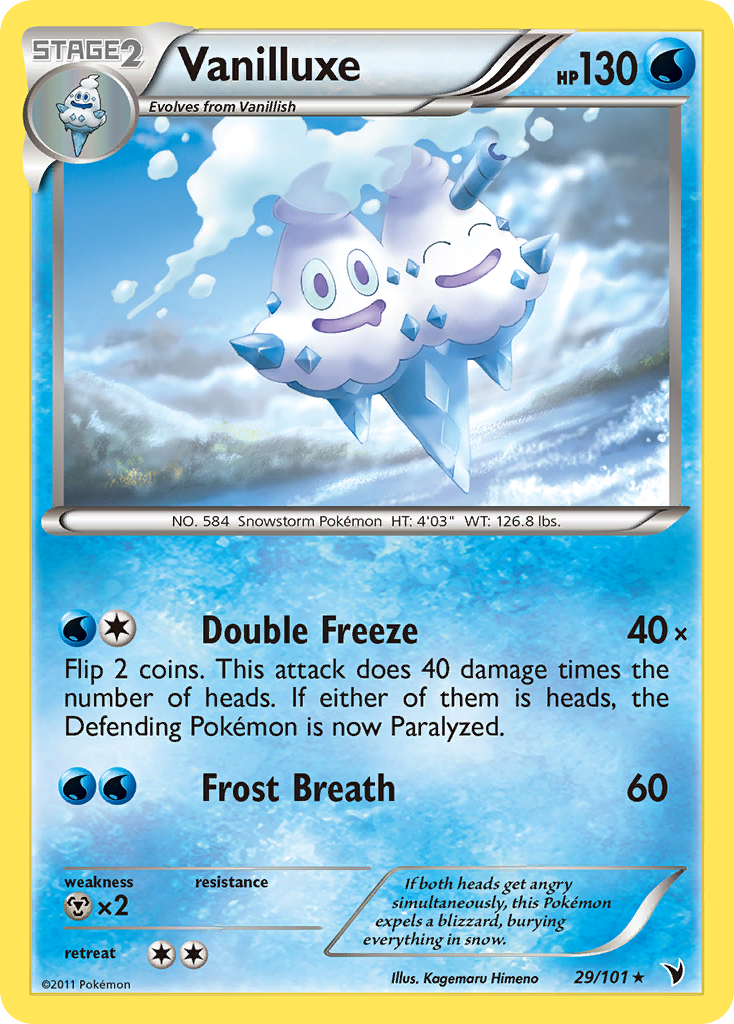 Vanilluxe 29/101 Pokémon Noble Victories (2011) English card — catalogue reference