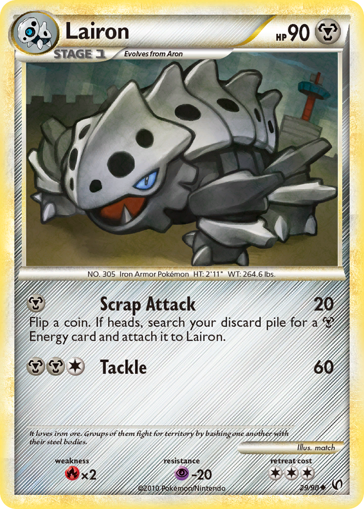 Lairon 29/90 Pokémon Undaunted (2010) English card — catalogue reference