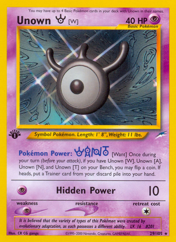 Unown [W] 29/105 — Pokémon Neo Destiny