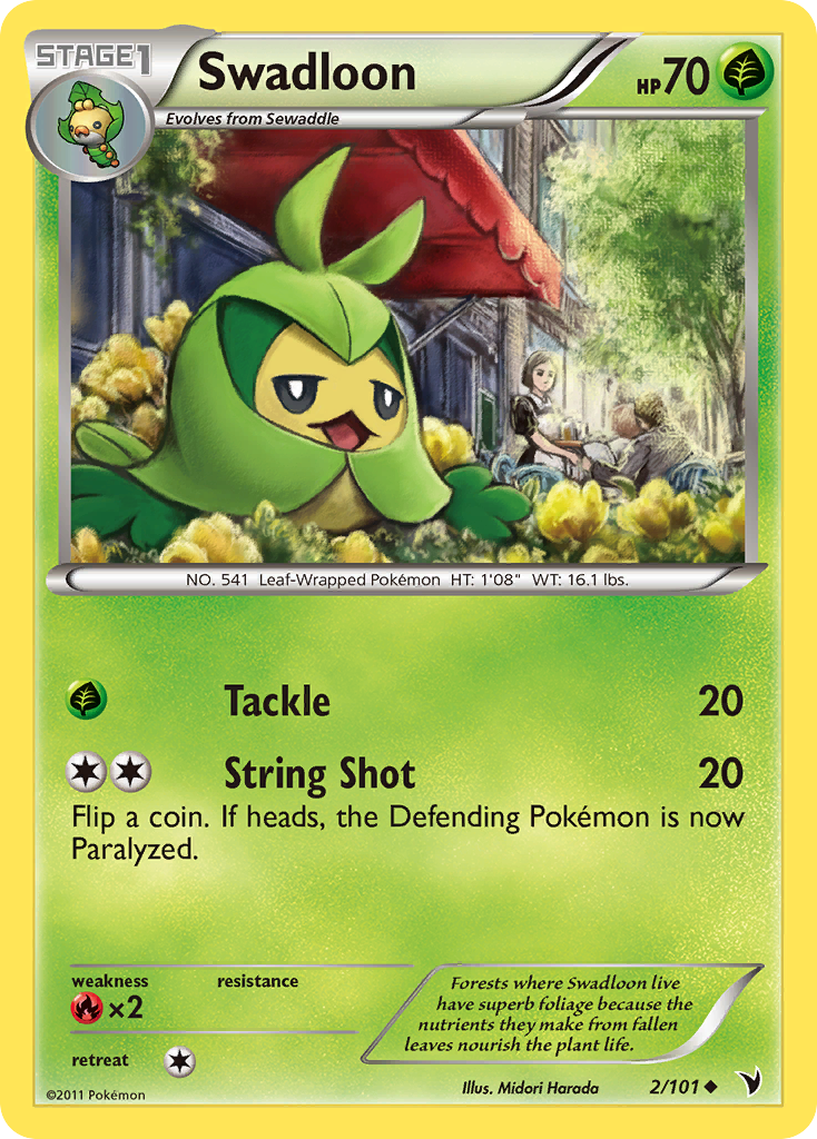 Swadloon 2/101 Pokémon Noble Victories (2011) English card — catalogue reference