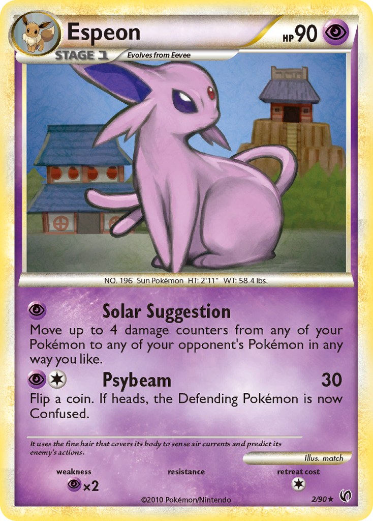 Espeon 2/90 Pokémon Undaunted (2010) English card — catalogue reference