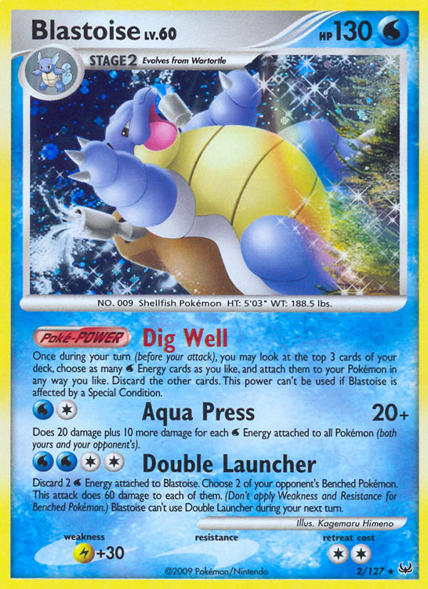 Blastoise 2/127 Pokémon Platinum (2009) English card — catalogue reference