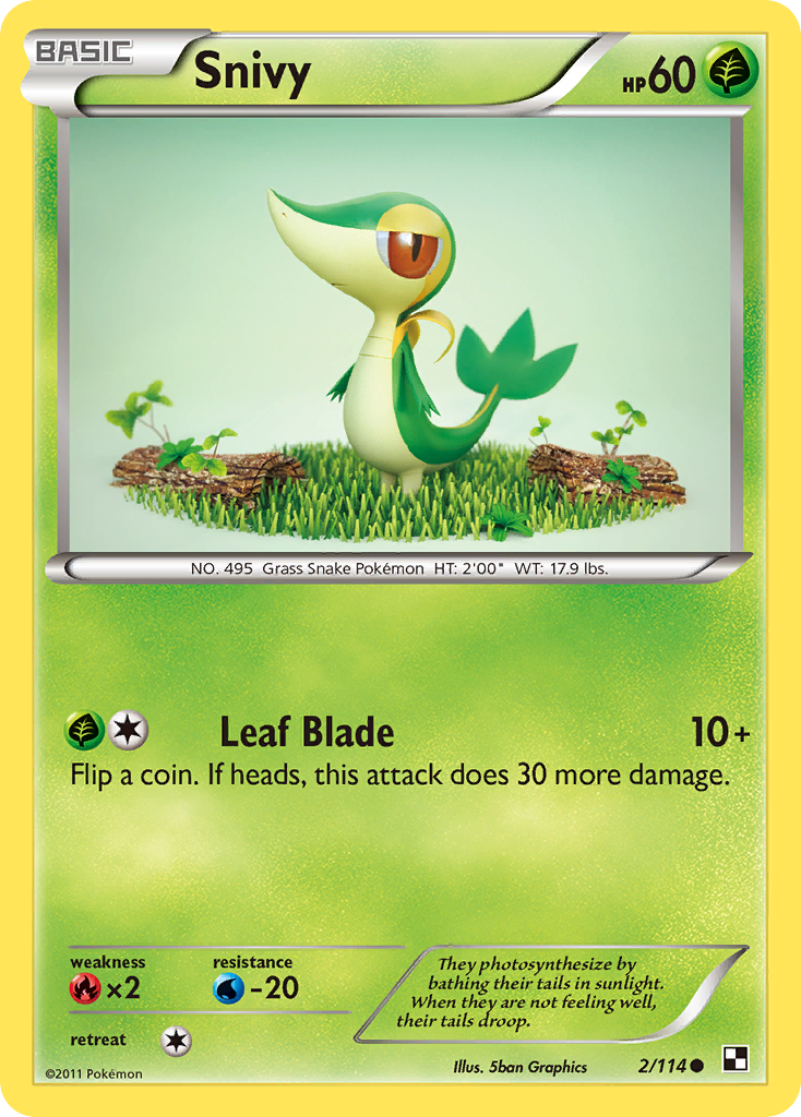Snivy 2/114 Pokémon Black & White (2011) English card — catalogue reference
