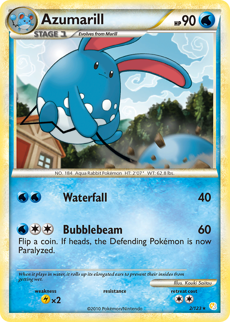 Azumarill 2/123 Pokémon HeartGold & SoulSilver (2010) English card — catalogue reference