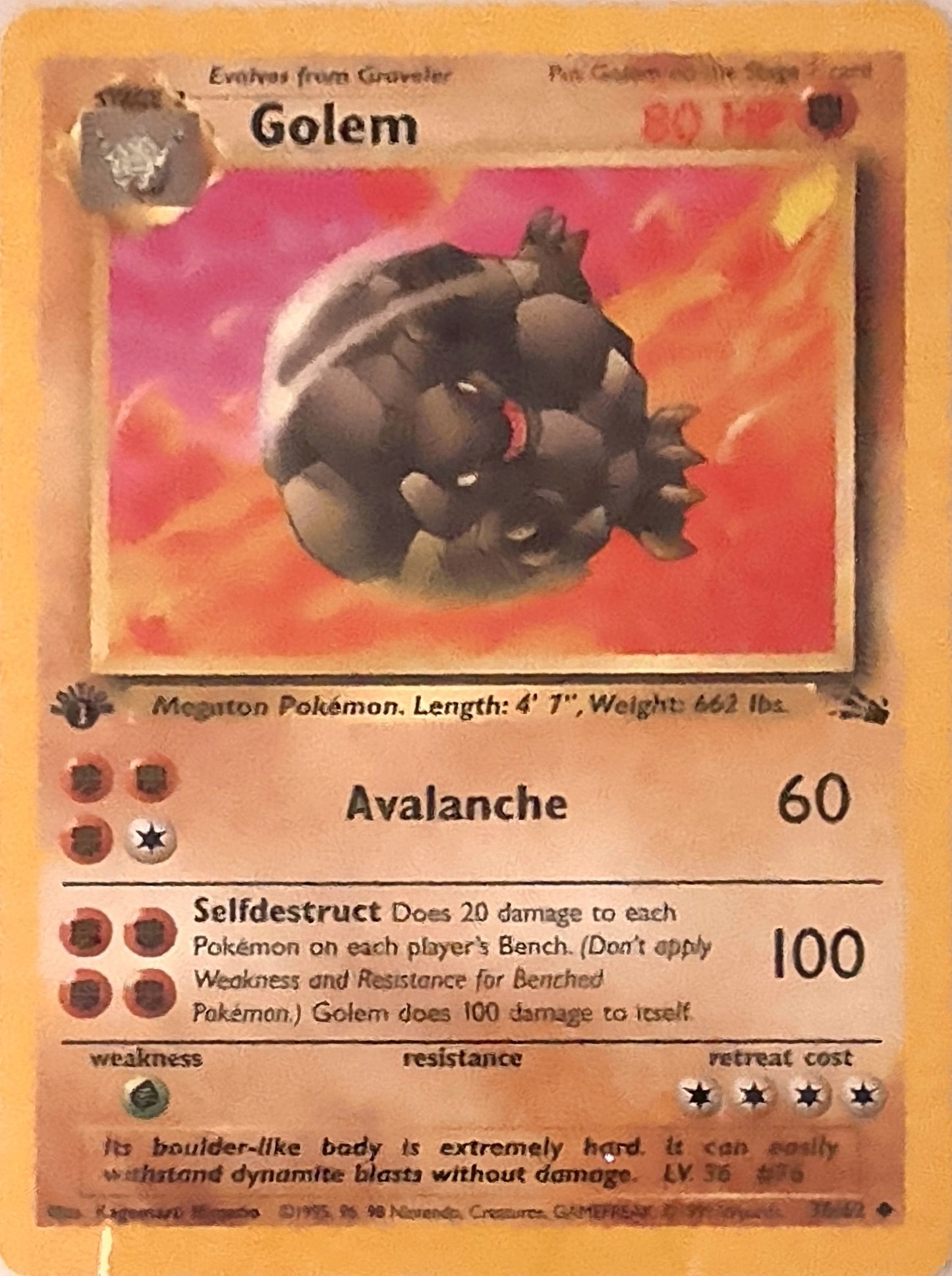 Golem Uncommon Fossil 36/62 MP