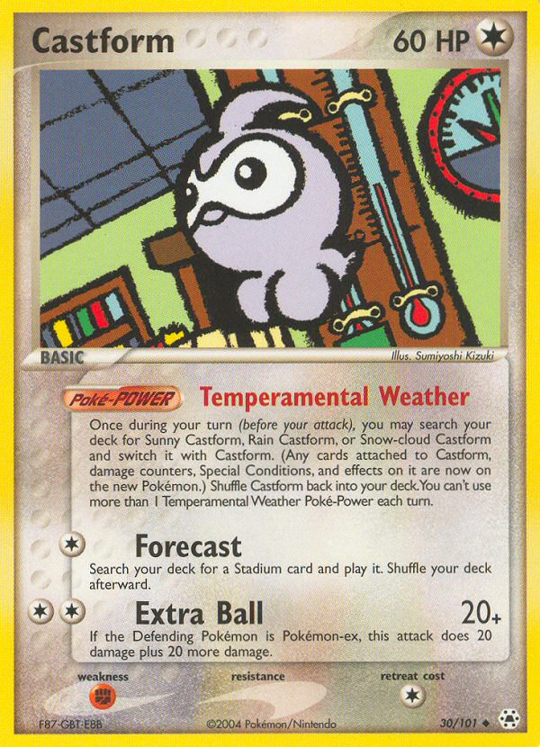 Castform 30/101 Pokémon EX Hidden Legends 2004 card