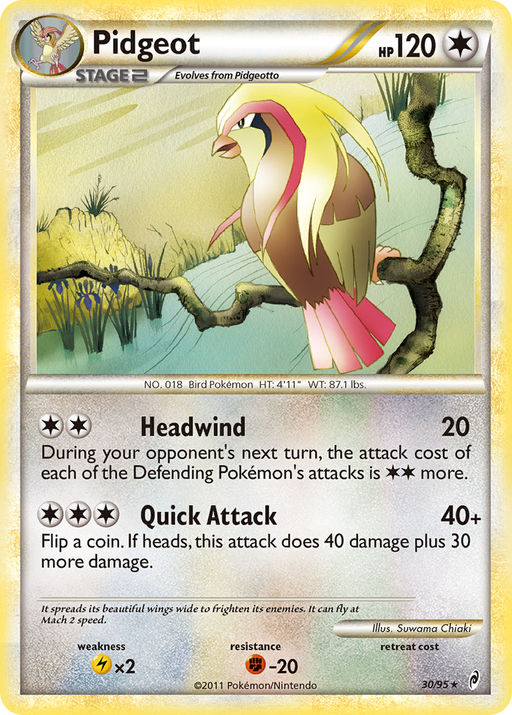 Pidgeot 30/95 Pokémon Call of Legends (2011) English card — catalogue reference