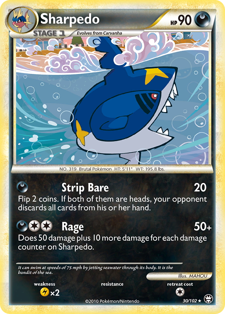 Sharpedo 30/102 Pokémon Triumphant (2010) English card — catalogue reference