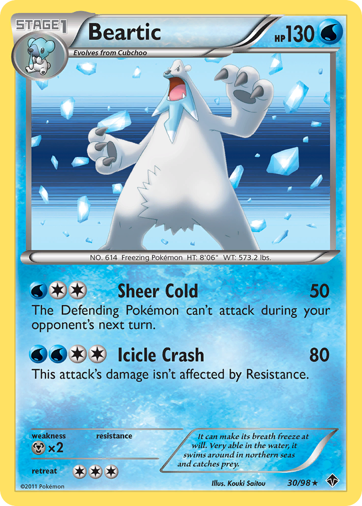 Beartic 30/98 Pokémon Emerging Powers (2011) English card — catalogue reference