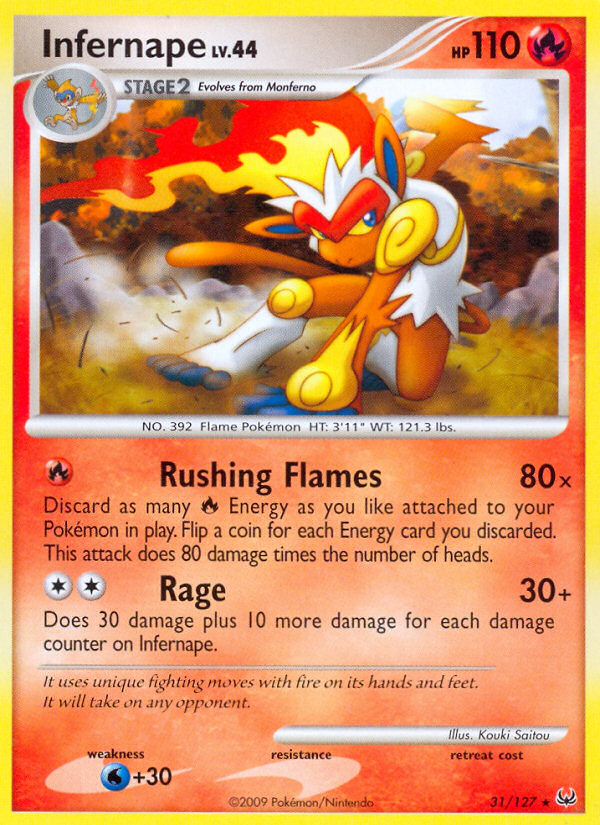 Infernape 31/127 Pokémon Platinum (2009) English card — catalogue reference