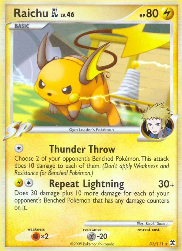 Raichu GL 31/111 Pokémon Rising Rivals (2009) English card — catalogue reference