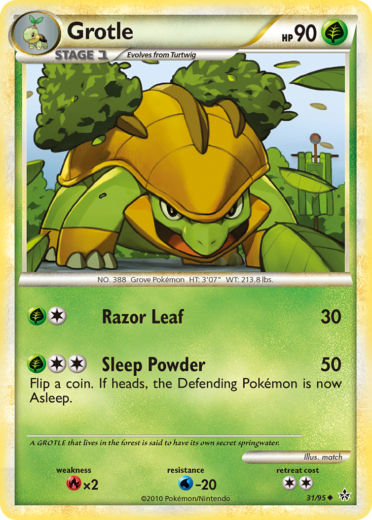 Grotle 31/95 Pokémon Unleashed (2010) English card — catalogue reference
