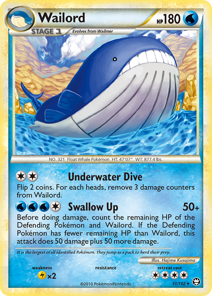 Wailord 31/102 Pokémon Triumphant (2010) English card — catalogue reference
