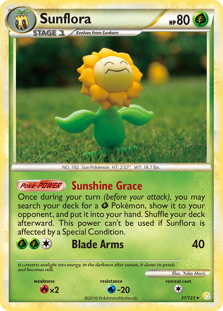 Sunflora 31/123 Pokémon HeartGold & SoulSilver (2010) English card — catalogue reference