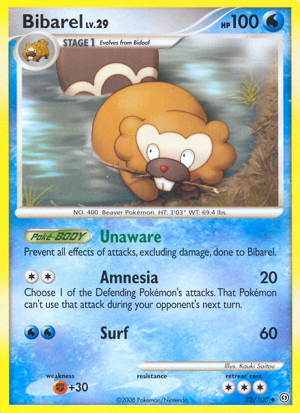 Bibarel 32/100 Pokémon Stormfront (2008) English card — catalogue reference
