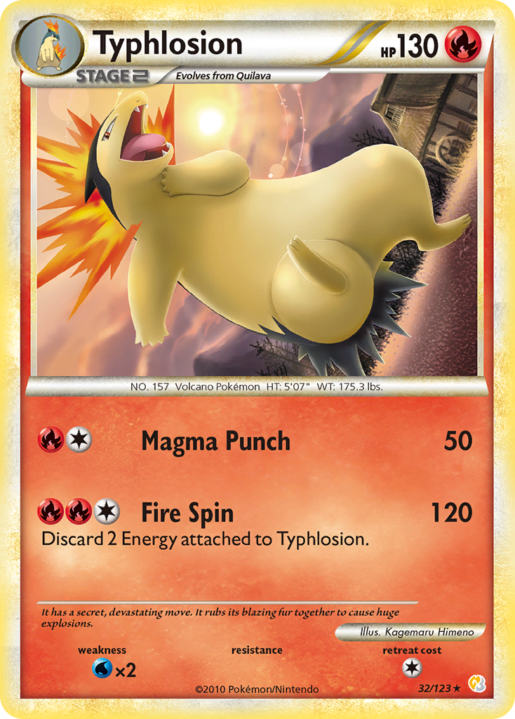 Typhlosion 32/123 Pokémon HeartGold & SoulSilver (2010) English card — catalogue reference