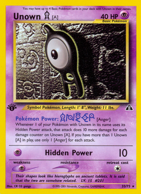 Unown [A] 33/75 — Pokémon Neo Discovery