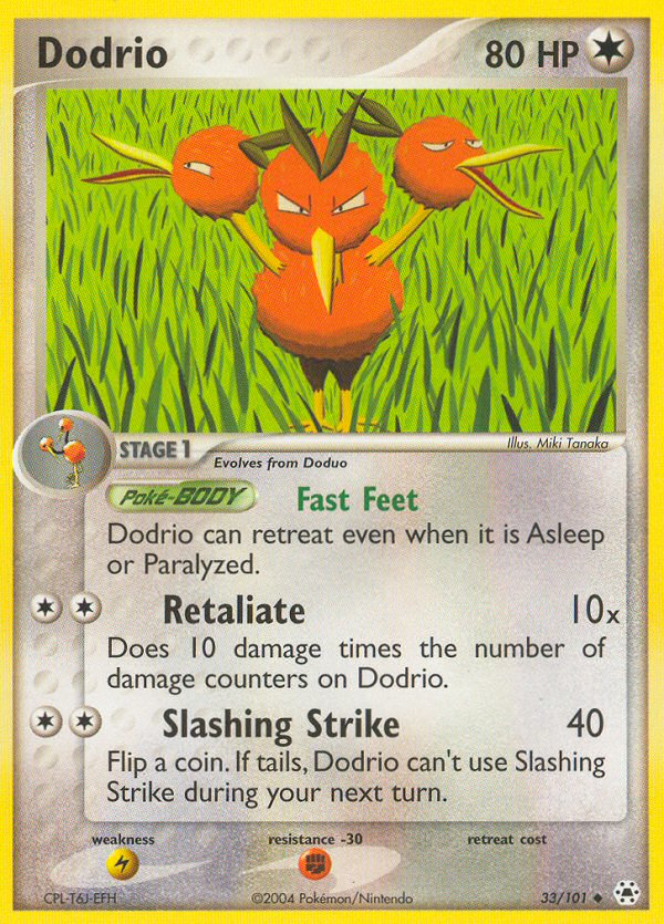 Dodrio 33/101 Pokémon EX Hidden Legends 2004 card