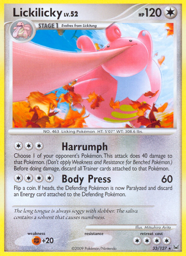 Lickilicky 33/127 Pokémon Platinum (2009) English card — catalogue reference