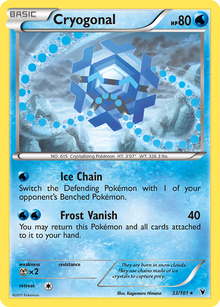Cryogonal 33/101 Pokémon Noble Victories (2011) English card — catalogue reference