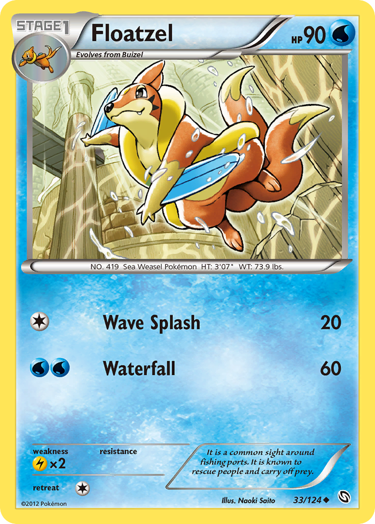 Floatzel 33/124 Pokémon Dragons Exalted (2012) English card — catalogue reference