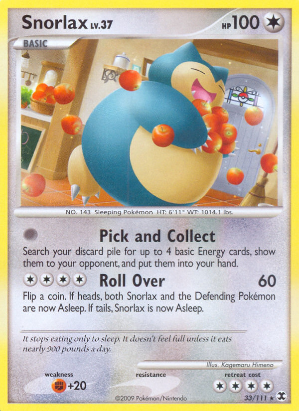 Snorlax 33/111 Pokémon Rising Rivals (2009) English card — catalogue reference