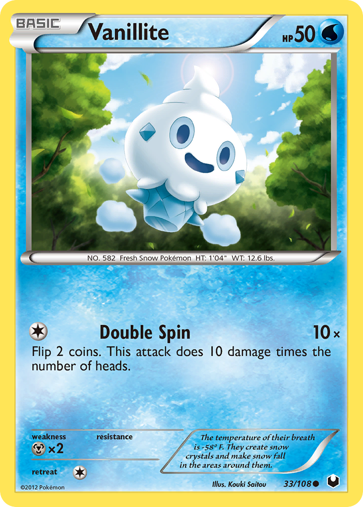 Vanillite 33/108 Pokémon Dark Explorers (2012) English card — catalogue reference