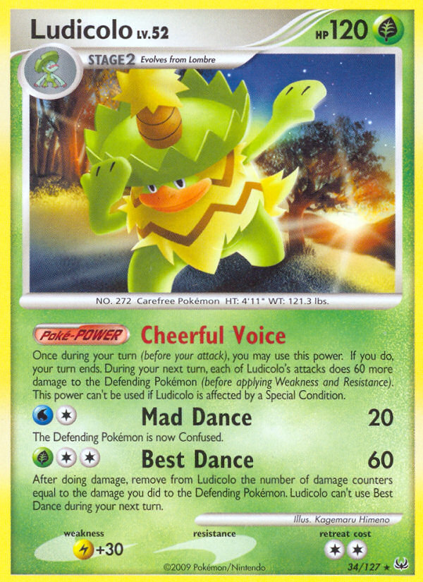 Ludicolo 34/127 Pokémon Platinum (2009) English card — catalogue reference