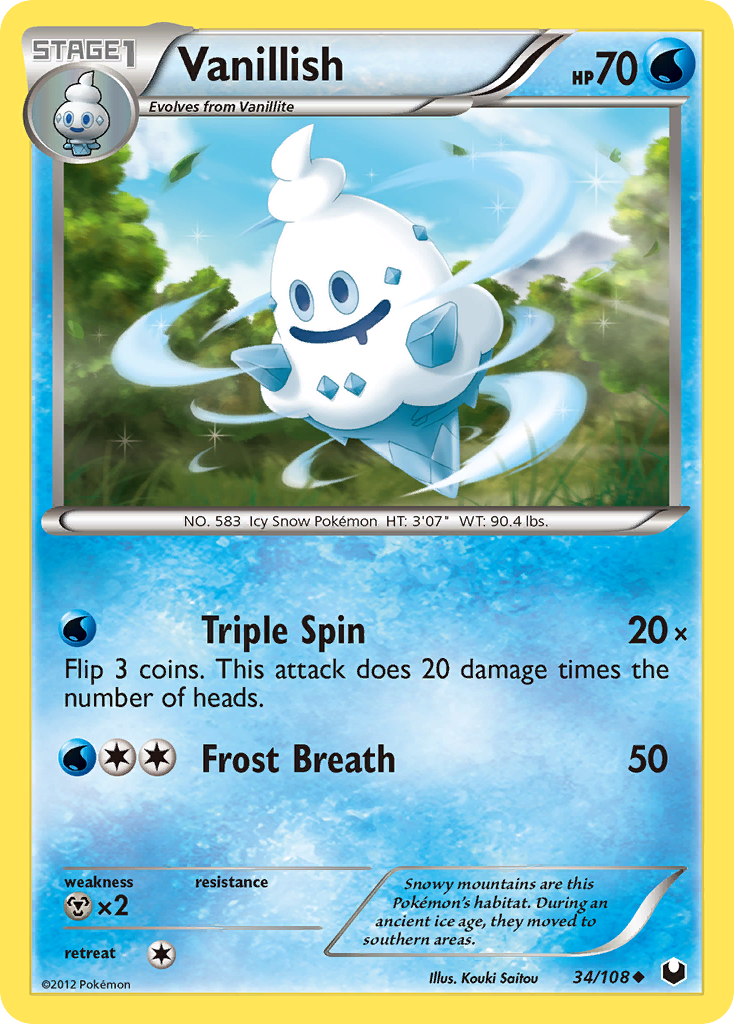 Vanillish 34/108 Pokémon Dark Explorers (2012) English card — catalogue reference